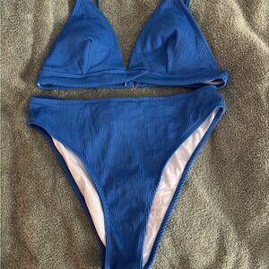 Blue Ribbed Bikini Set NWOT